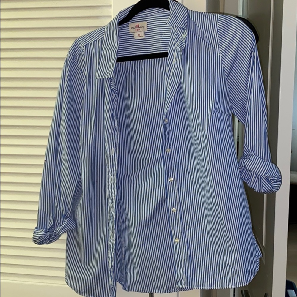Blue and white striped shirt
